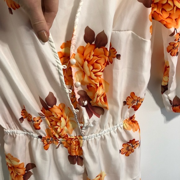 Sheer Floral Long Sleeve Short Romper - Picture 5 of 9